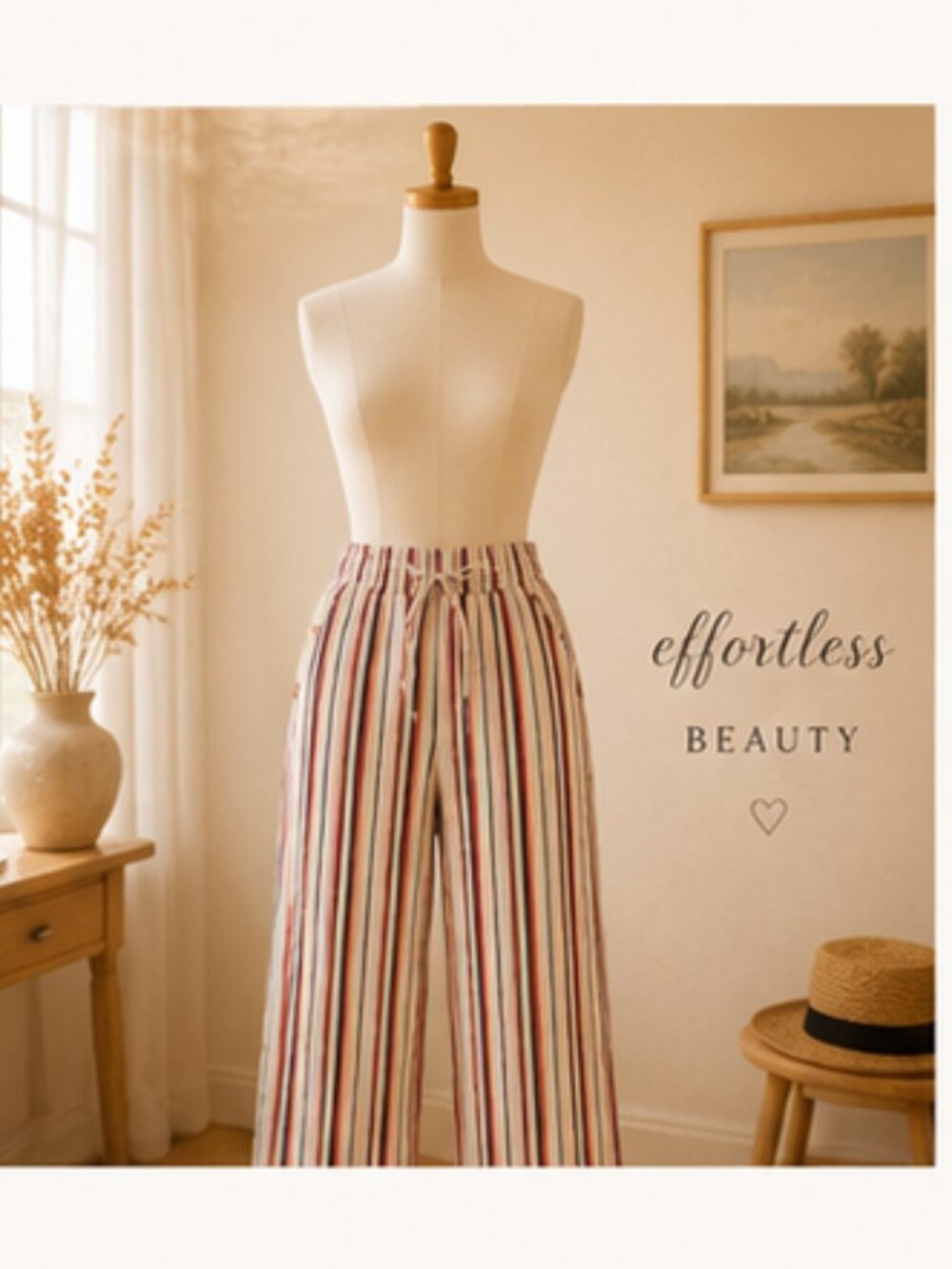 JOE B by Joe Benbasset Linen Blend Stripe Pants Coastal Resort Wide Leg